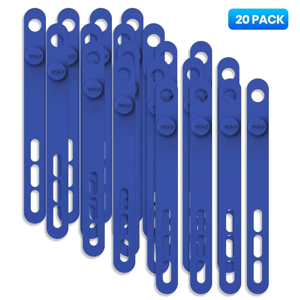 Reusable Silicone Cable Ties Cord Organiser Straps Adjustable Lengths for Wires Home Office