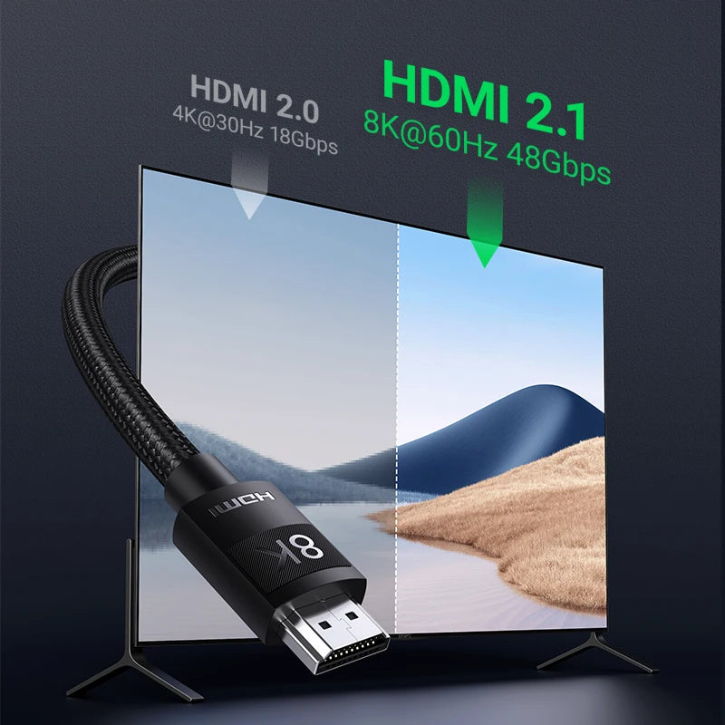 Ultra High Speed HDMI 2.1 Cable 8K 60Hz 4K 120Hz 48Gbps eARC Dynamic HDR Gaming Ready