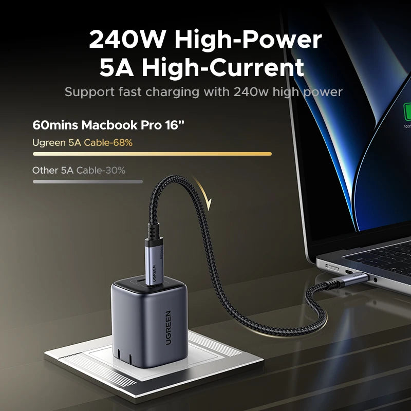 USB4 USB-C to USB-C Cable 240W PD3.1 80Gbps Fast Charging 16K Video for Laptops Monitors