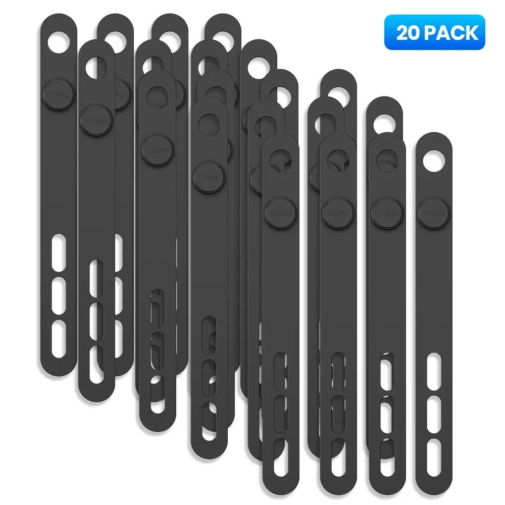 Reusable Silicone Cable Ties Cord Organiser Straps Adjustable Lengths for Wires Home Office