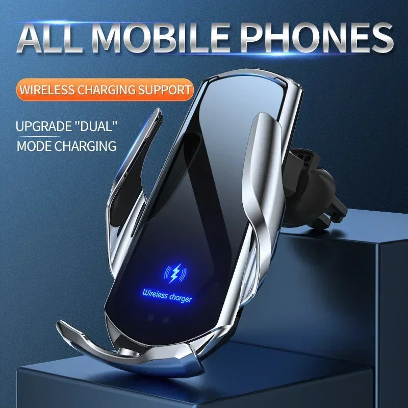 Magnetic Wireless Car Charger Mount with Automatic Sensor and 15W Fast Charging for Phones