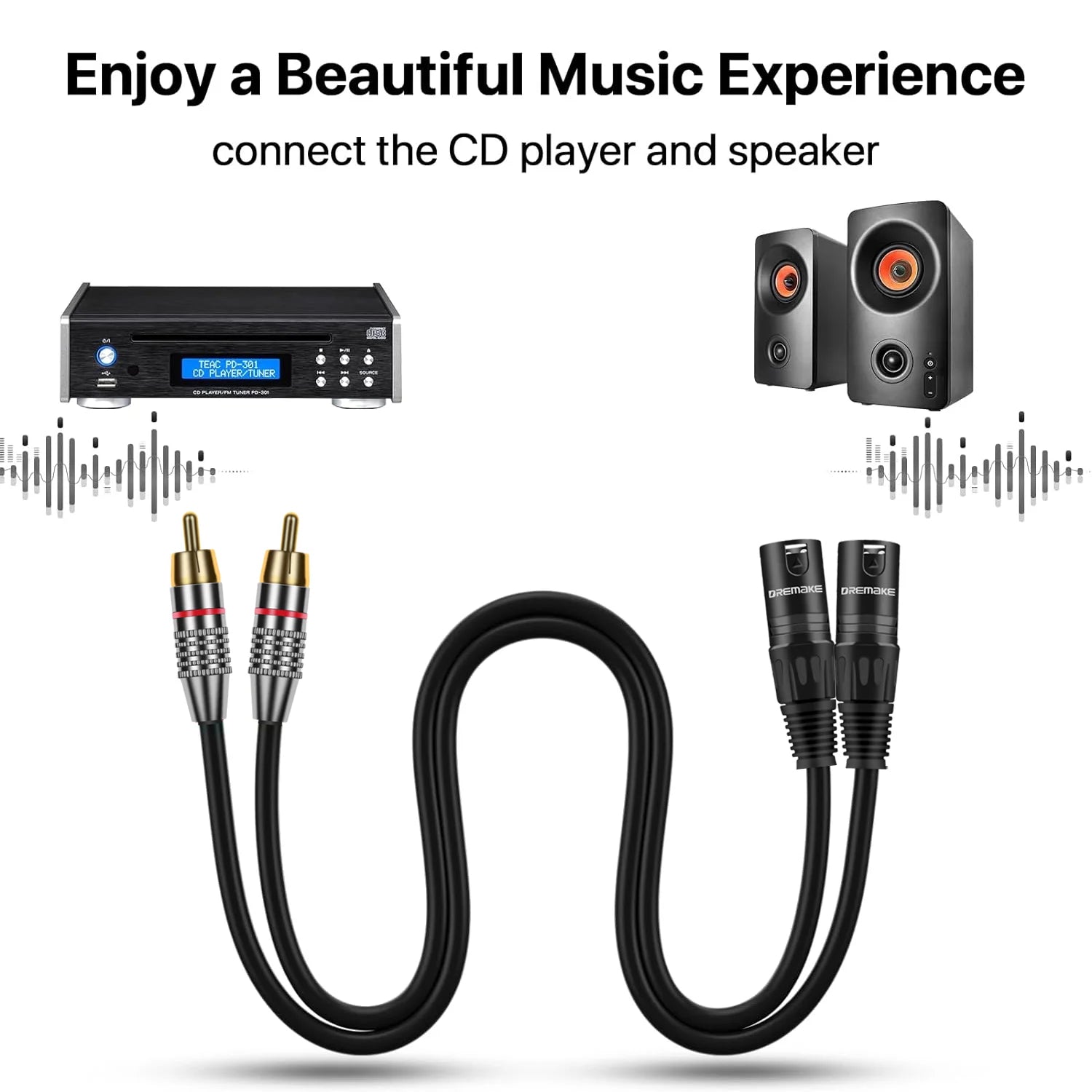 Dual XLR Male to Dual RCA Male Cable 4N OFC HiFi Audio Lead for Mixer Amplifier