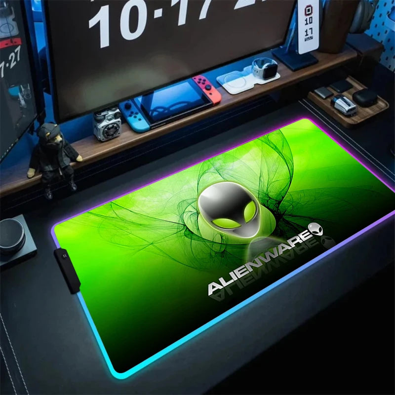 Large RGB LED Mouse Pad with Non-Slip Base, Waterproof Gaming Desk Mat for PC and Laptop Setup