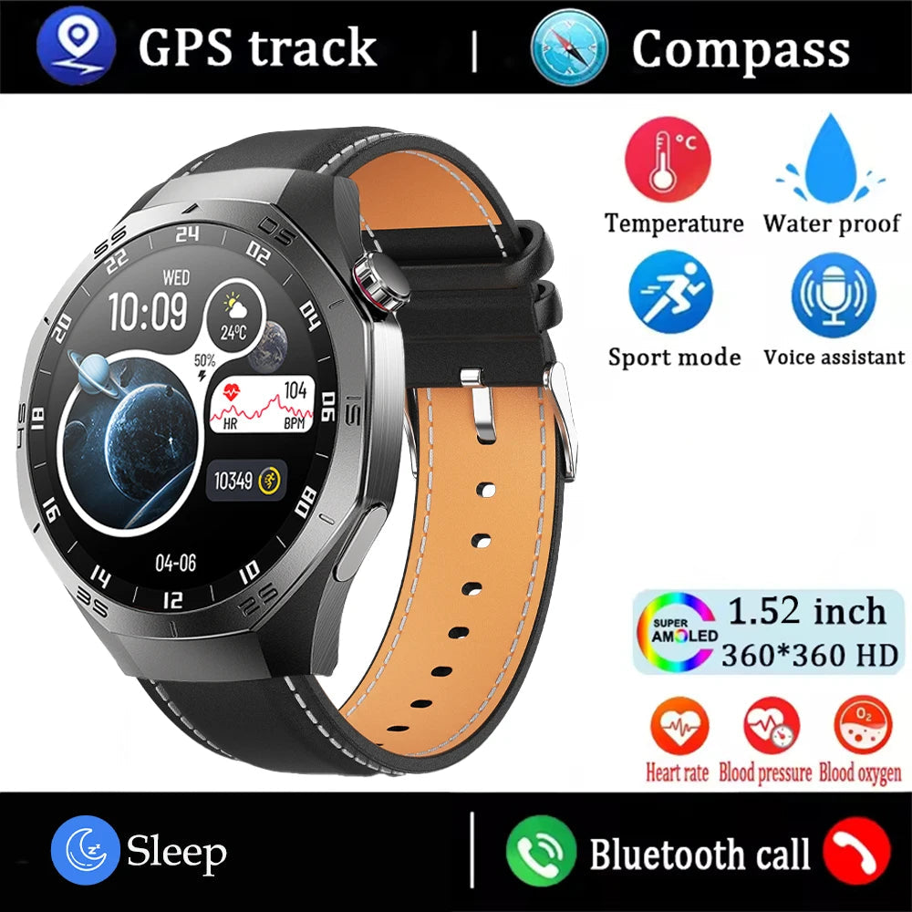1.43" AMOLED GPS NFC Smart Watch with Bluetooth Calling & Health Monitor Waterproof Sports