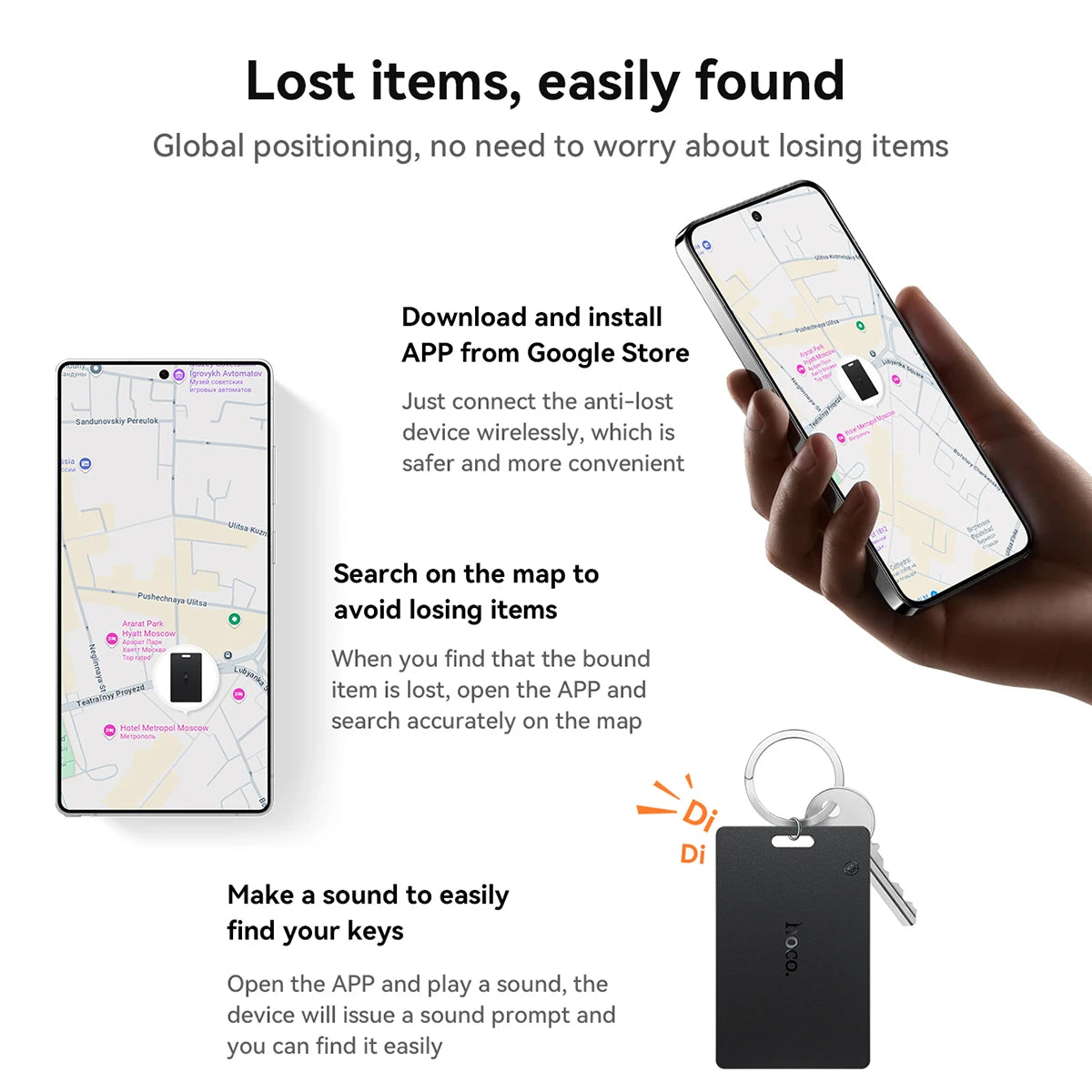 Ultra Thin Waterproof Smart Wallet Tracker Card with Wireless Charging for Android and Google Find My