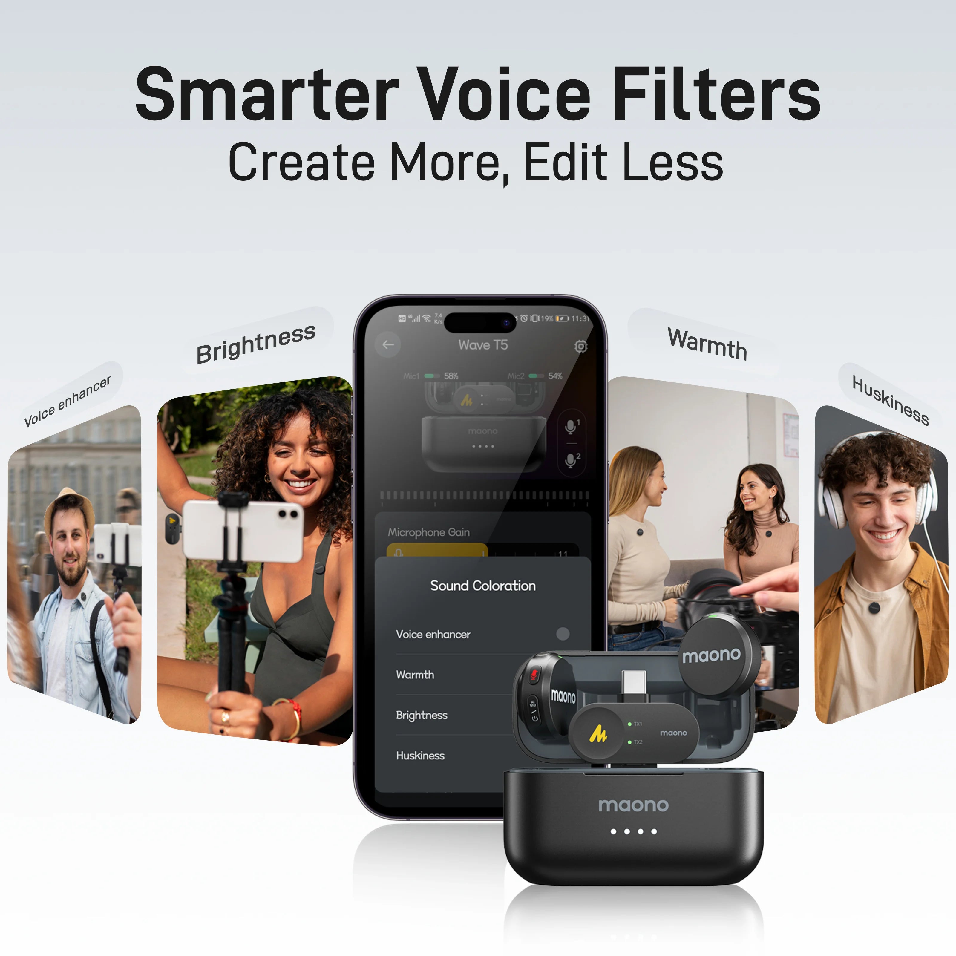 Wireless Lapel Microphone Mini Noise Cancelling Lavalier Mic for Video Recording Streaming Phone