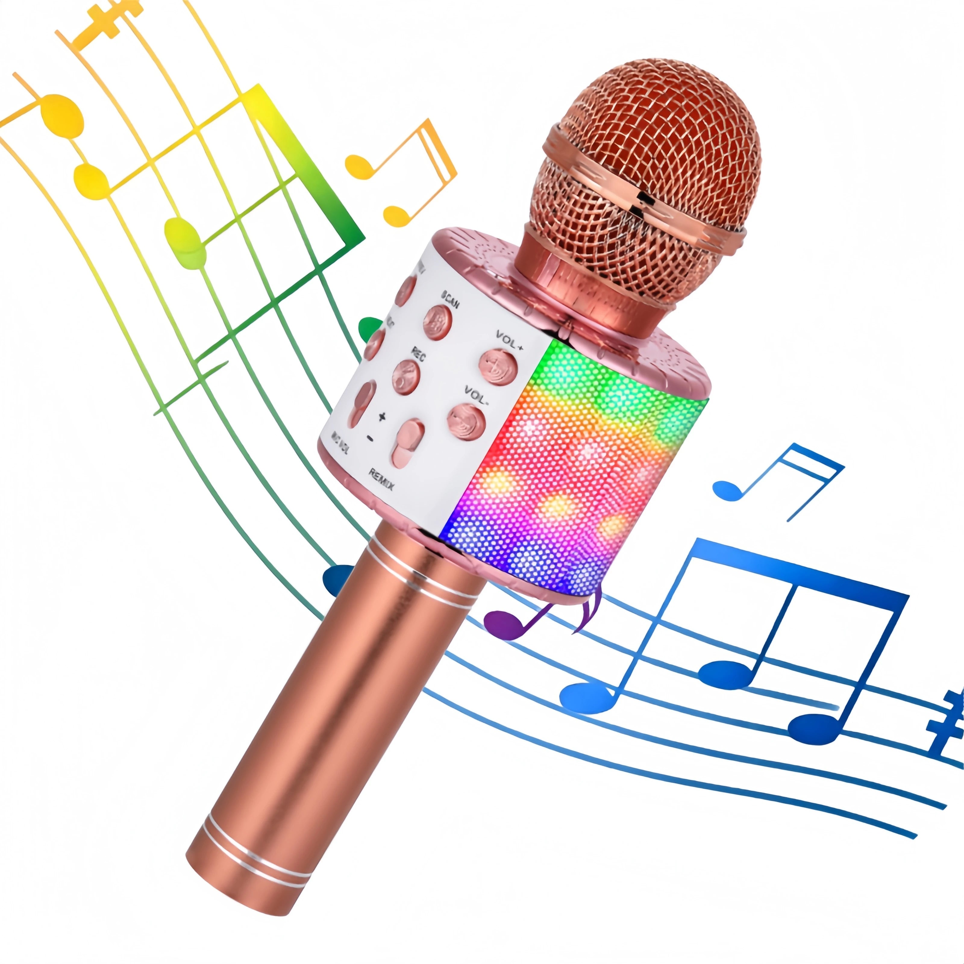 Wireless Kids Karaoke Microphone with Bluetooth Speaker Voice Changer and LED Lights