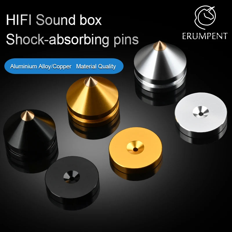 High Quality Aluminium Alloy HiFi Speaker Isolation Feet Pads with Shock Absorbing Pins