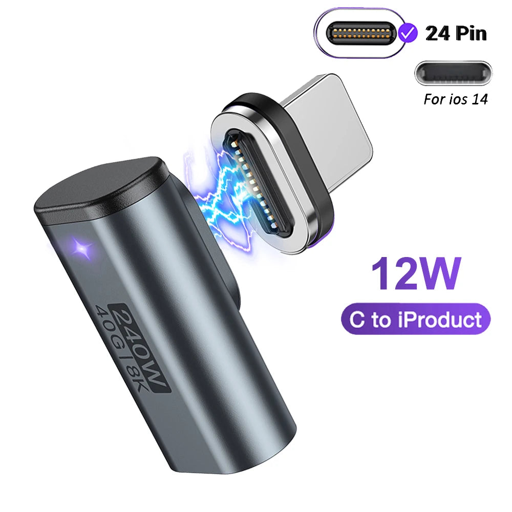 USB C Magnetic Adapter 40Gbps 8K 60Hz 240W PD Fast Charge Converter for Laptops and Devices