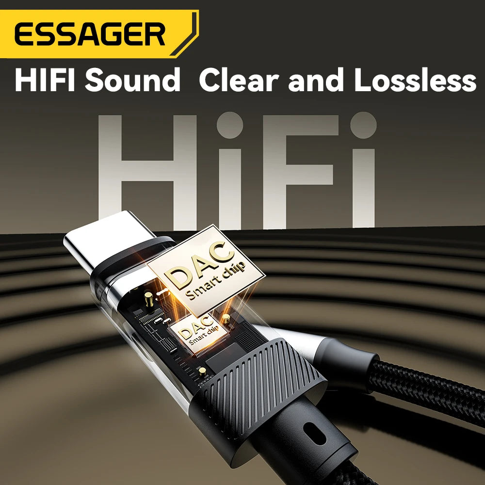 Essager Type-C to 3.5mm Audio Adapter Cable for iPhone 15, Samsung, MacBook & More
