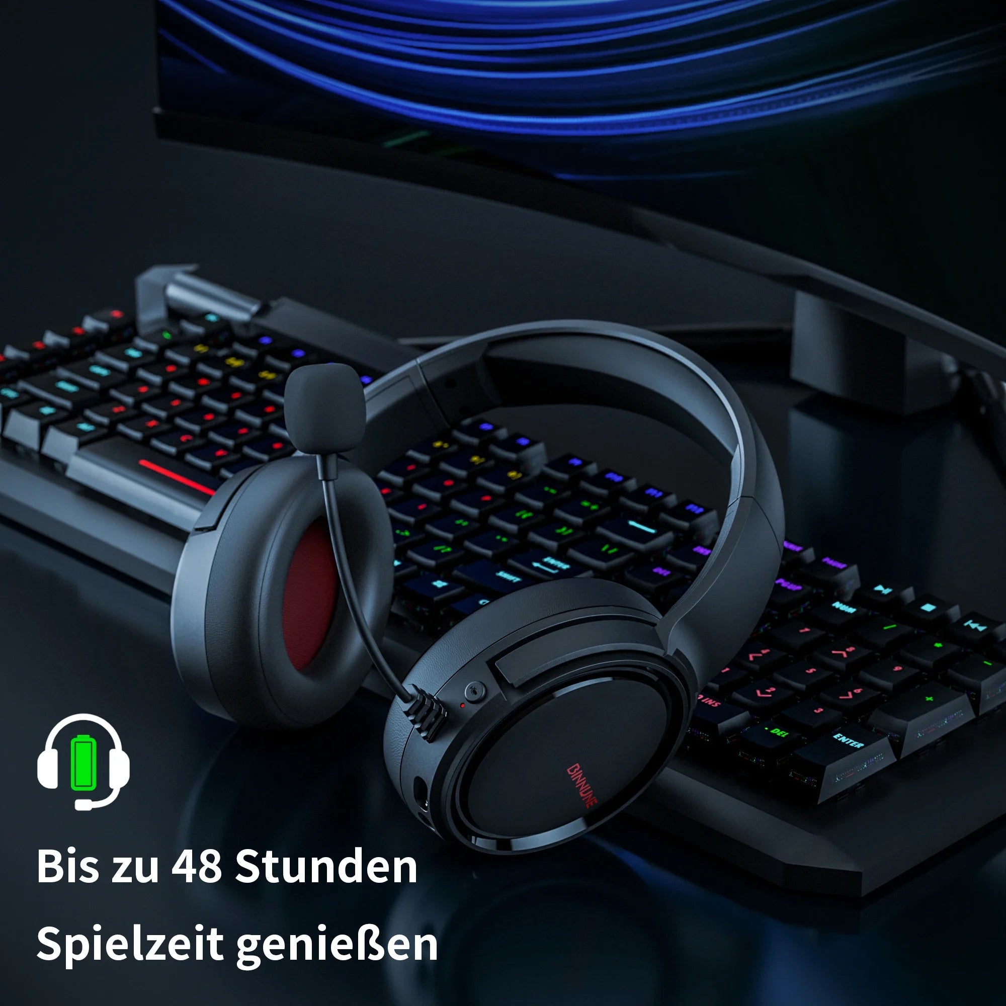 Wireless Gaming Headset with Bluetooth 5.2 and Noise Cancelling Microphone for PC and Console