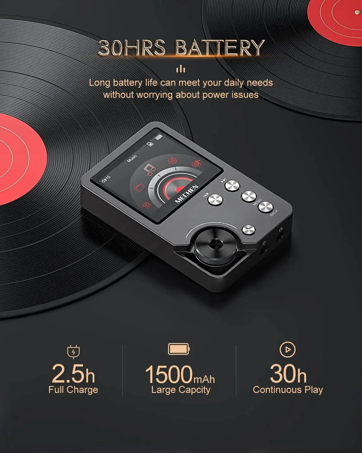 HiFi Lossless MP3 Music Player with 2 Inch Display and 64GB External Expandable Storage Up to 256GB