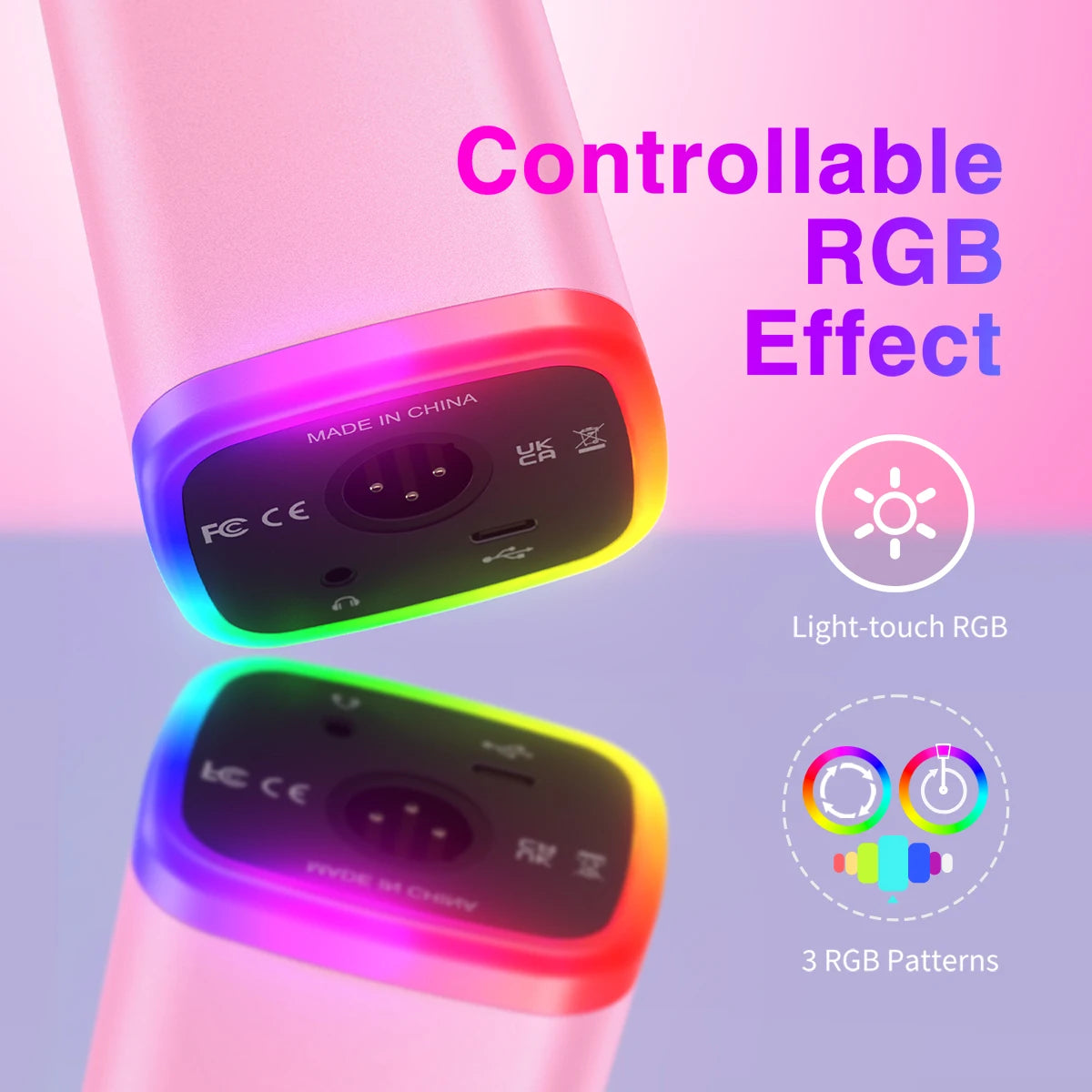 USB/XLR Dynamic Gaming Microphone with RGB Control, Headphone Jack, Touch Mute for Streaming