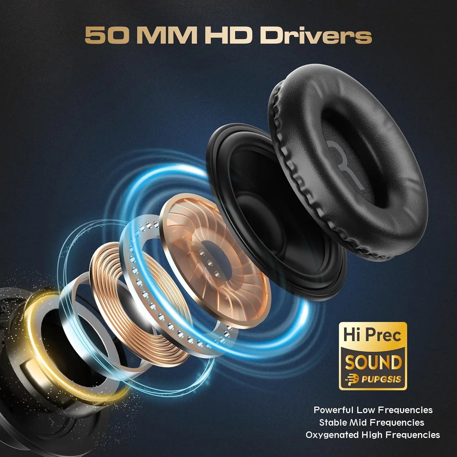 Wired Over Ear Studio Headphones with 50mm Drivers and Closed Back Design for Monitoring