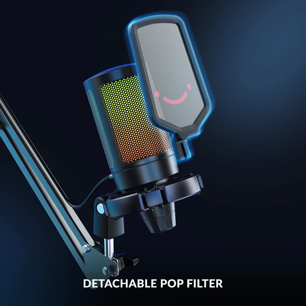 USB Gaming Microphone Kit with Boom Arm, RGB Condenser Cardioid Mic for PC PS4 PS5 Streaming