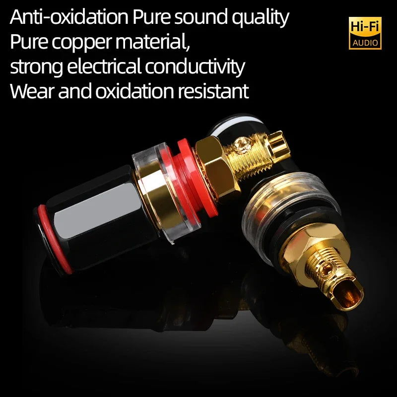 Gold Plated Copper Speaker Binding Posts Banana Jack Connectors for High Fidelity Audio