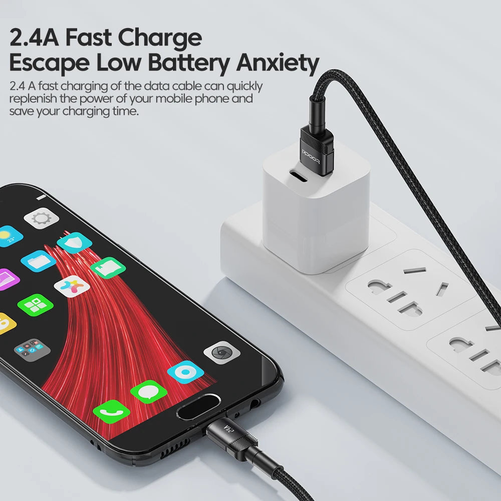 Premium Micro USB Fast Charging Cable 2.4A Quick Charge Data Cord for Smartphones and Devices