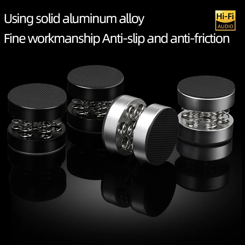 Premium Aluminium Alloy Speaker Isolation Spikes Set with Spring Damping Pads for HiFi Audio