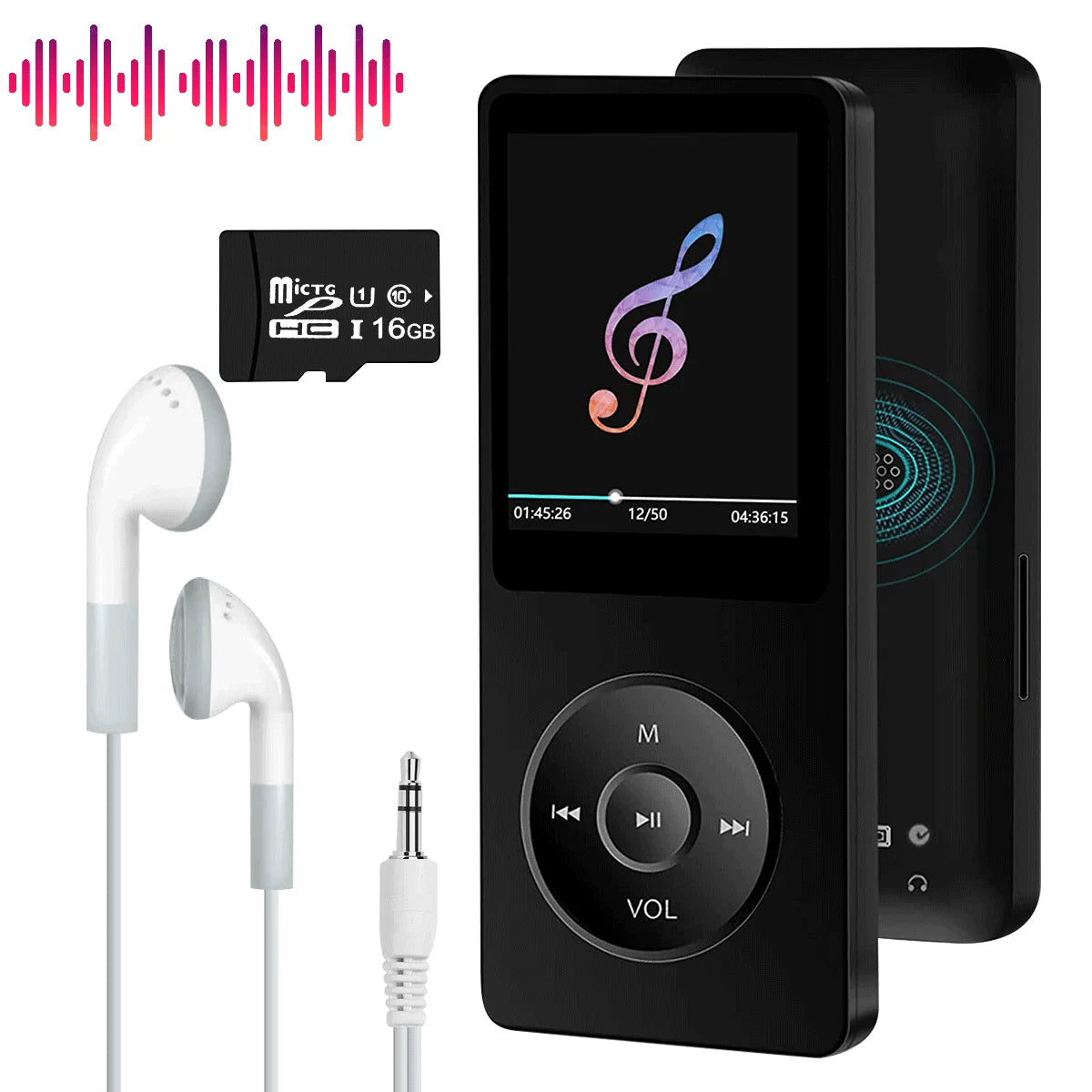 Portable Bluetooth MP3 MP4 Player with FM Radio Recorder HIFI Audio USB Charging and 16GB Storage