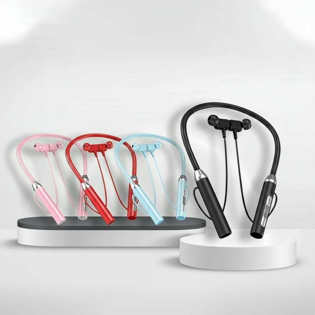 K58 Wireless Bluetooth 5.3 Neckband Earphones with Mic, LED Display, and Noise Cancelling