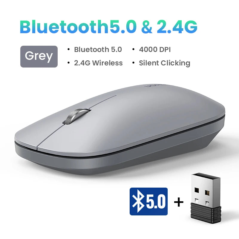 Silent Wireless Bluetooth Mouse with 4000 DPI Dual Mode for Laptop PC Mac Tablet Left and Right Hand