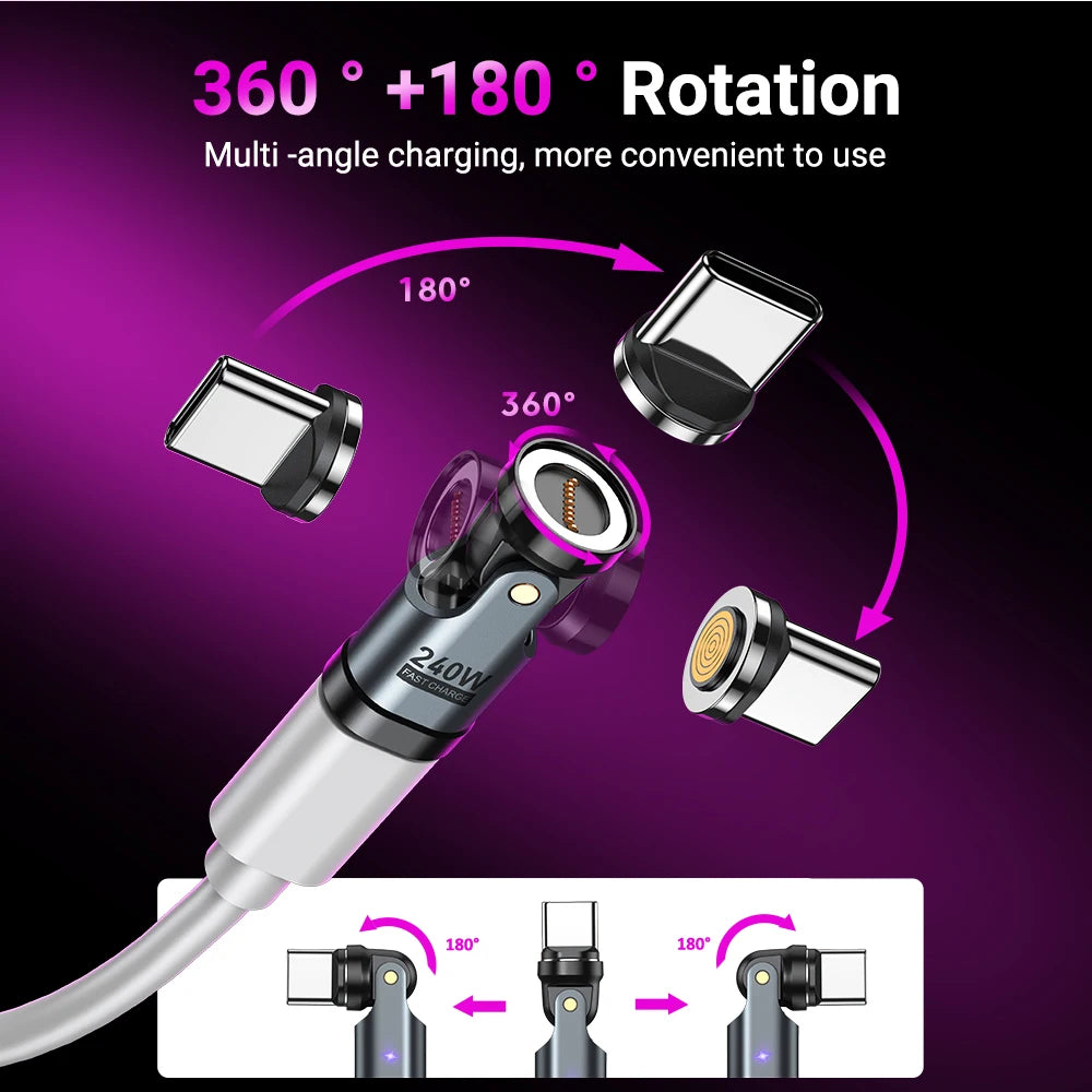 3 Pack 240W Magnetic USB C to USB C OTG Adapters Fast Charging for Laptops and Smartphones