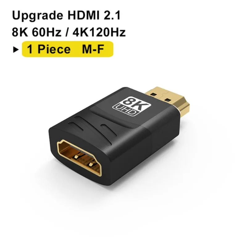 8K HDMI 2.1 Adapter 90°/270° Male–Female 48Gbps for PS5 Roku TV Stick PC & UHD Displays