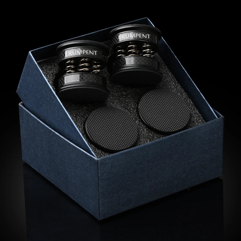 Carbon Fibre Speaker Isolation Spikes with Spring Damping Pads for Amplifiers and CD Players