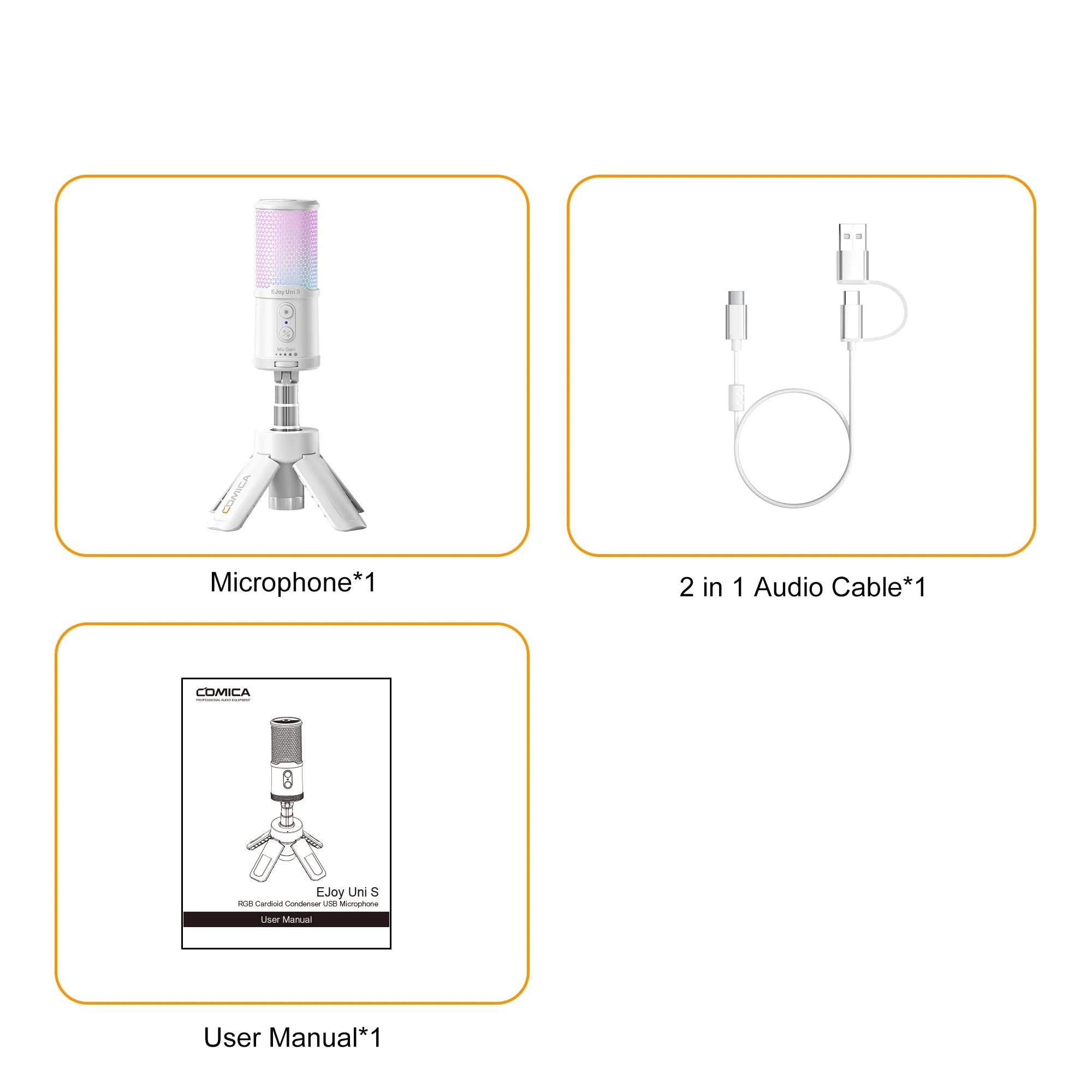 RGB USB Condenser Microphone with Cardioid Pickup AI Denoise Tripod for PC Mac PS5 Recording