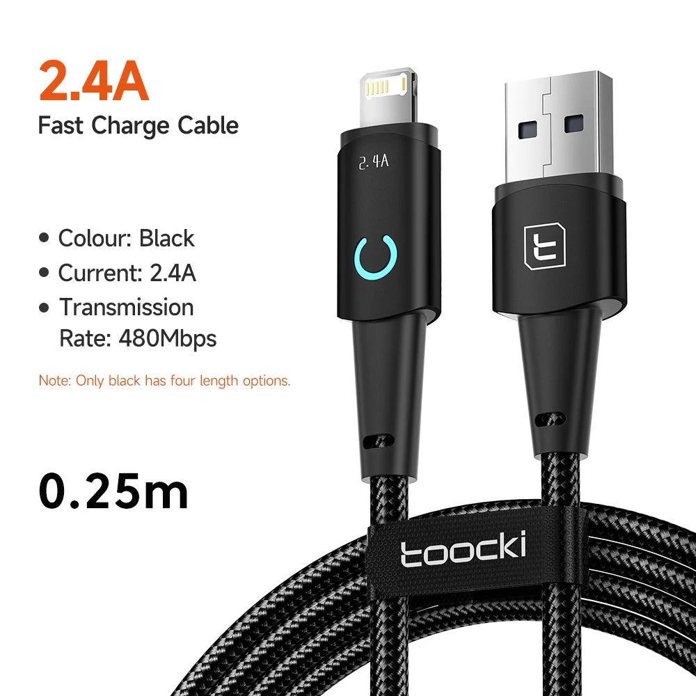 Premium Fast Charging Lightning Cable with LED Indicator for iPhone and iPad Devices