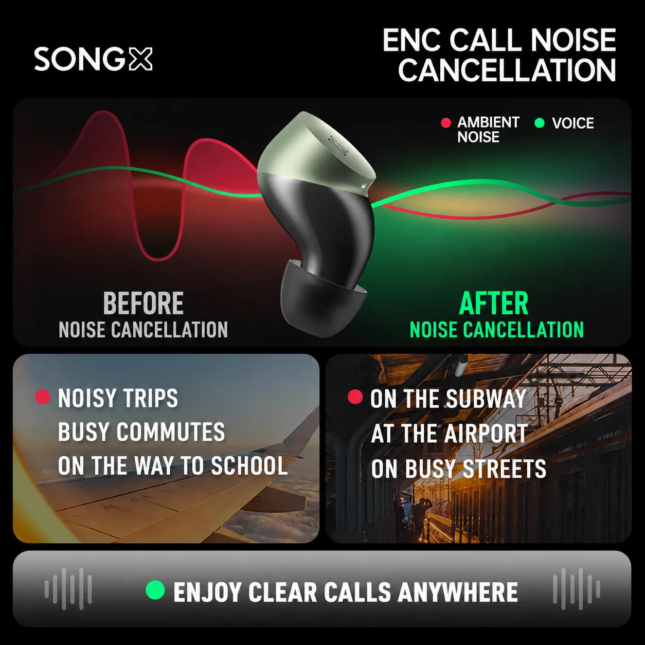 True Wireless Earbuds Bluetooth 5.3 Low Latency Noise Cancelling IPX5 Waterproof In Ear Headphones