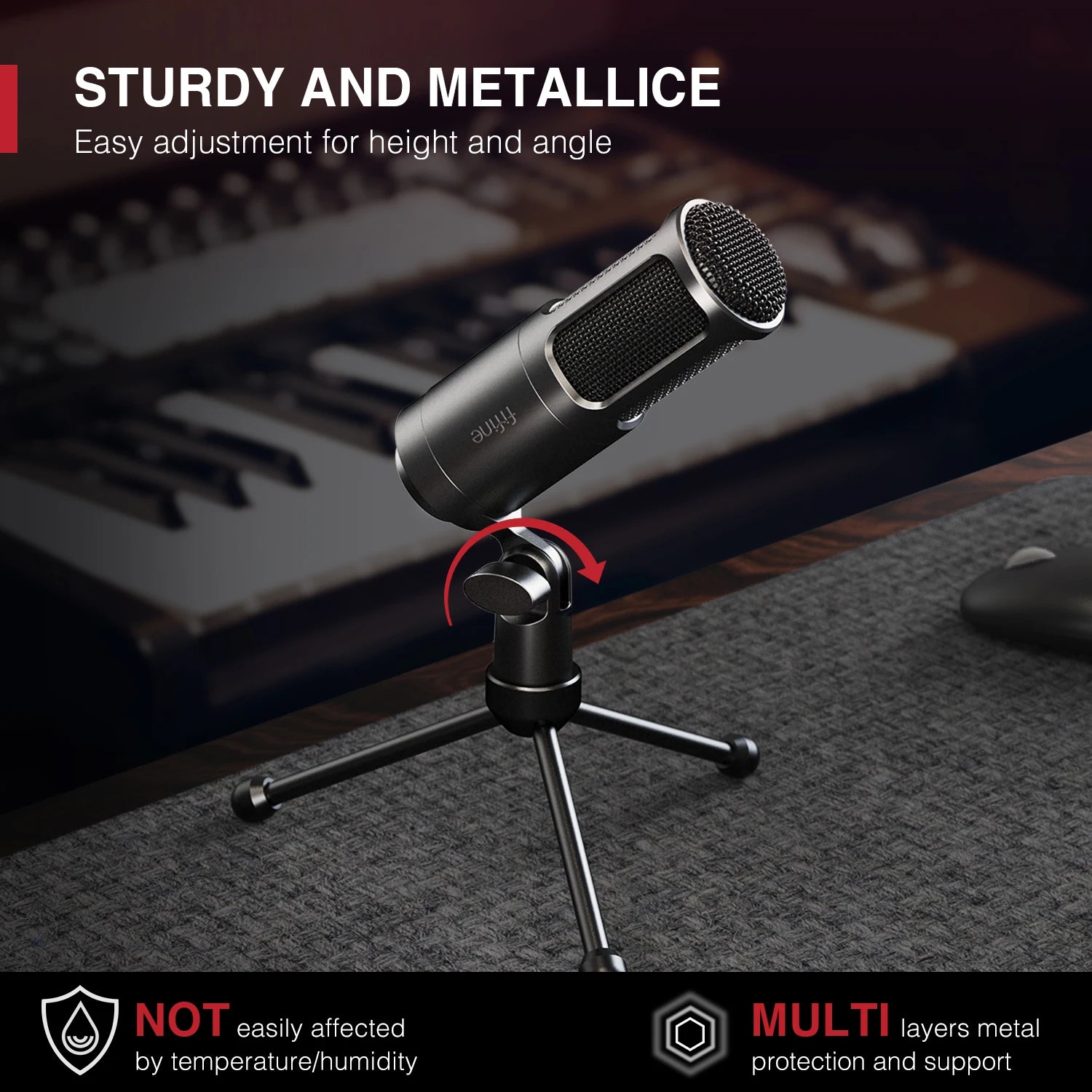 XLR Dynamic Podcast Microphone with Cardioid Pickup, Metal Vocal Mic for Streaming Recording
