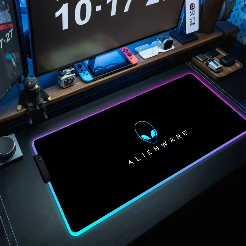 Large RGB LED Mouse Pad with Non-Slip Base, Waterproof Gaming Desk Mat for PC and Laptop Setup