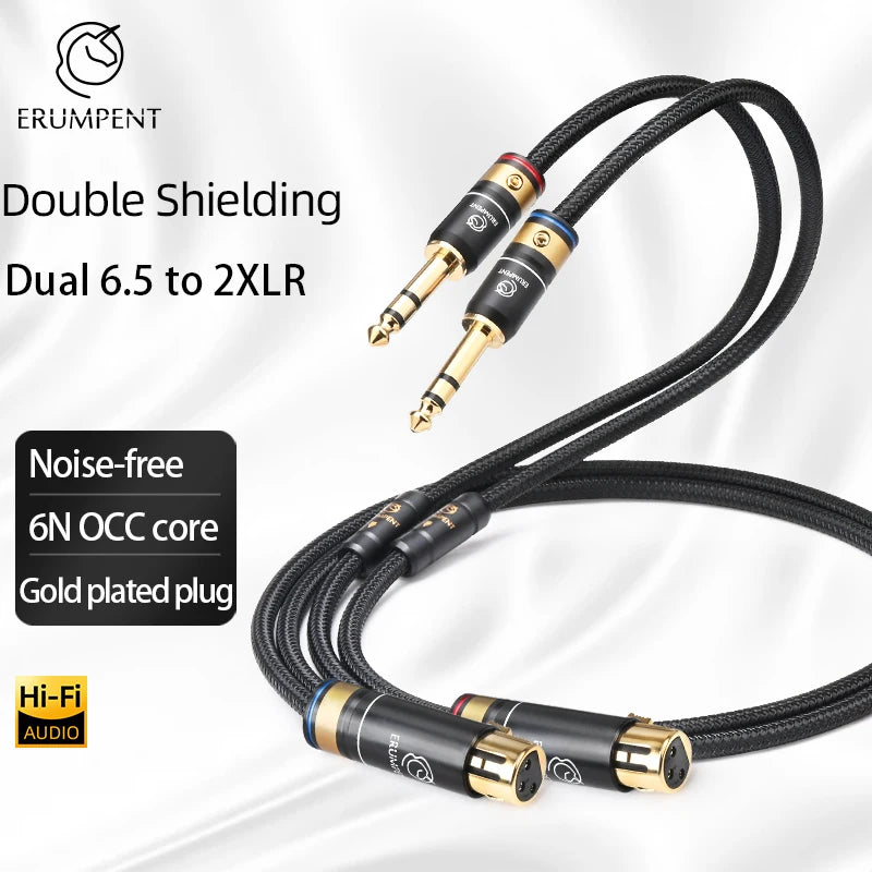 Premium 6.35mm TRS to XLR Balanced Stereo Audio Cable for Microphone and Speaker Connection