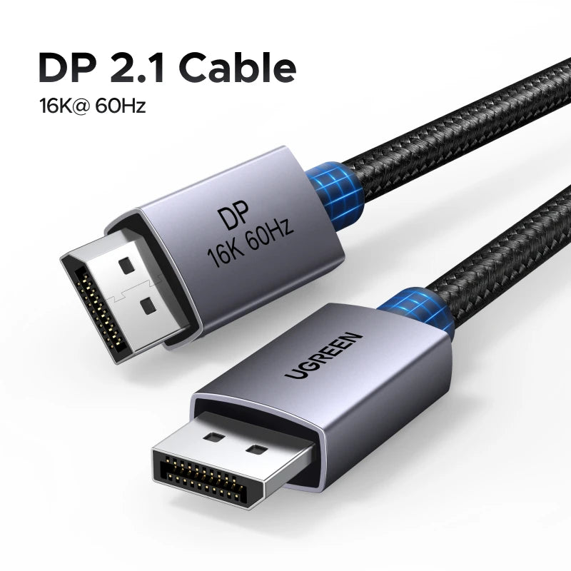 16K DisplayPort 2.1 Cable 80Gbps HDR Video Audio Lead for 8K 4K PC Monitors TVs Gaming