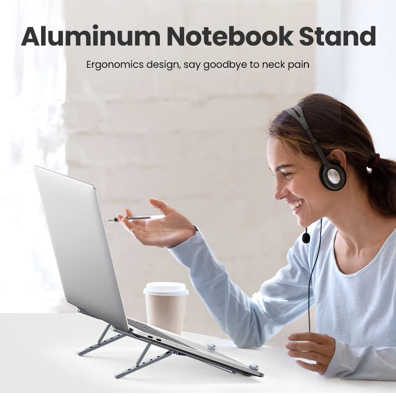 Foldable Adjustable Aluminium Laptop Stand for 13-17.3 Inch Notebooks Tablets Phones