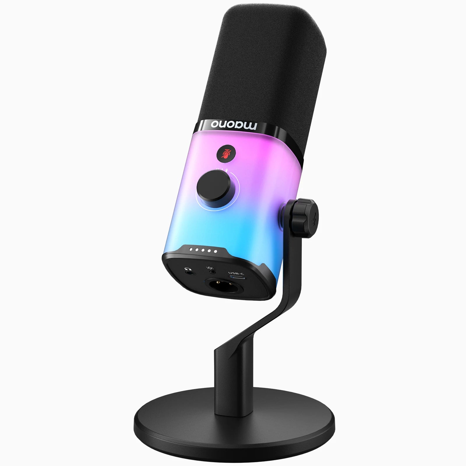 MAONO PD100X USB/XLR Dynamic Microphone with RGB, Noise Reduction & Headphone Jack for Gaming