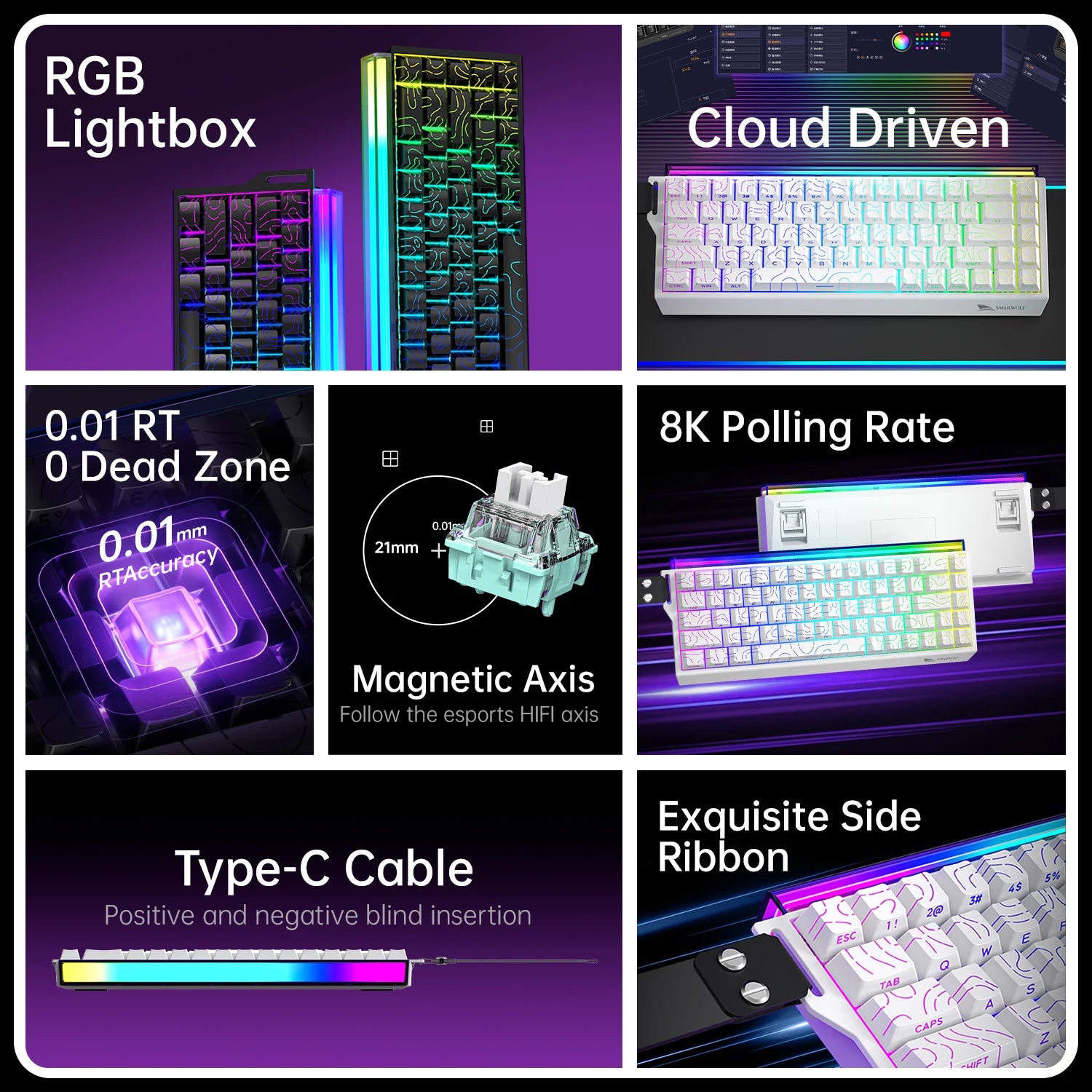 68 Percent Magnetic Switch Mechanical Gaming Keyboard with Rapid Trigger and 8K Polling Rate