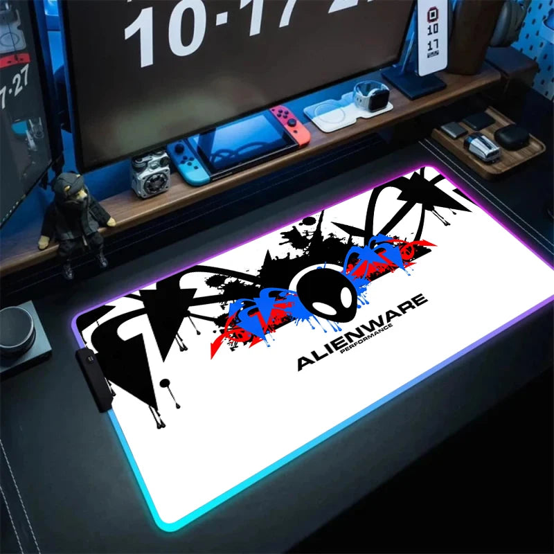 Large RGB LED Mouse Pad with Non-Slip Base, Waterproof Gaming Desk Mat for PC and Laptop Setup