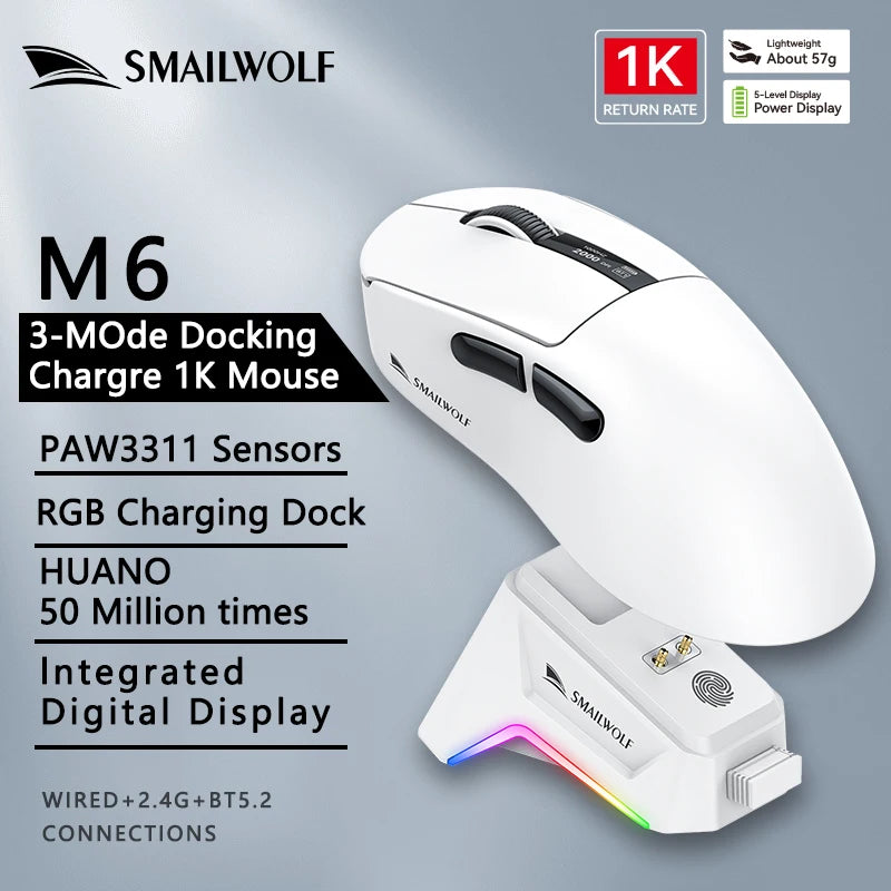 Lightweight Wireless Gaming Mouse with Trimode Bluetooth and Fast Charging for Laptop and PC