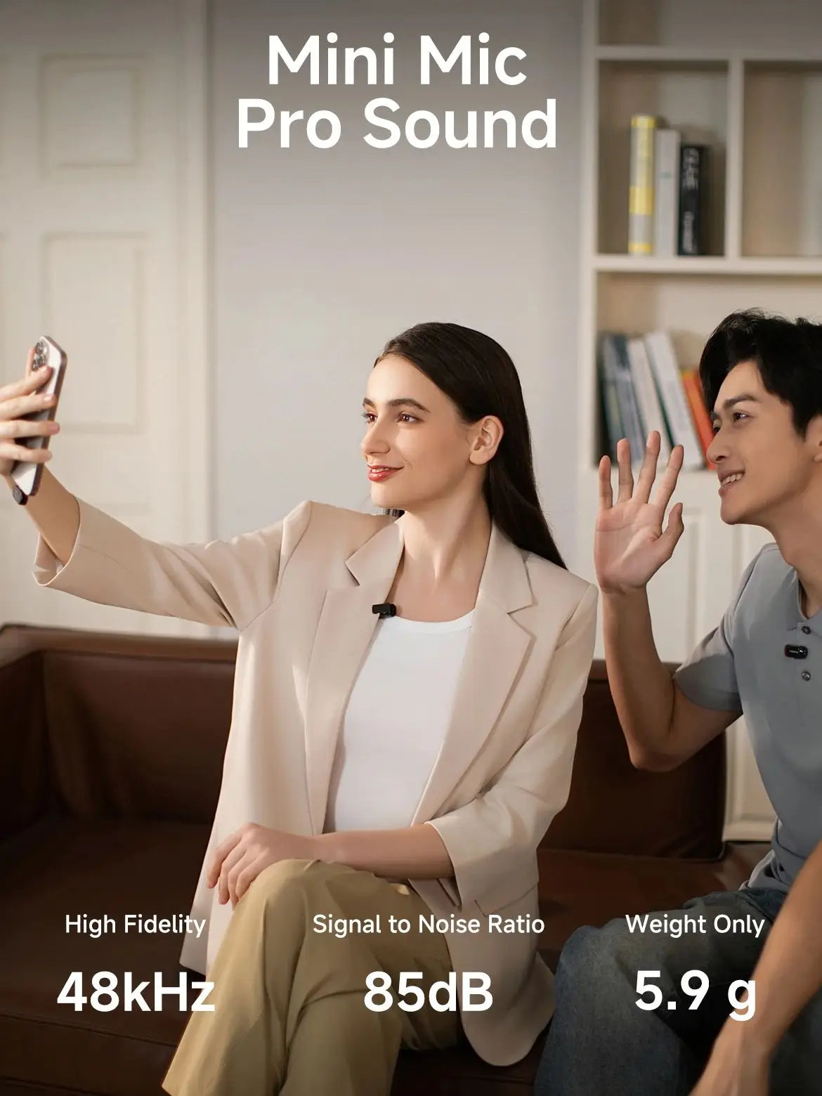 Wireless Lapel Microphone T1 mini AI Noise Cancelling Mini Lavalier Mic for Video Streaming Phone