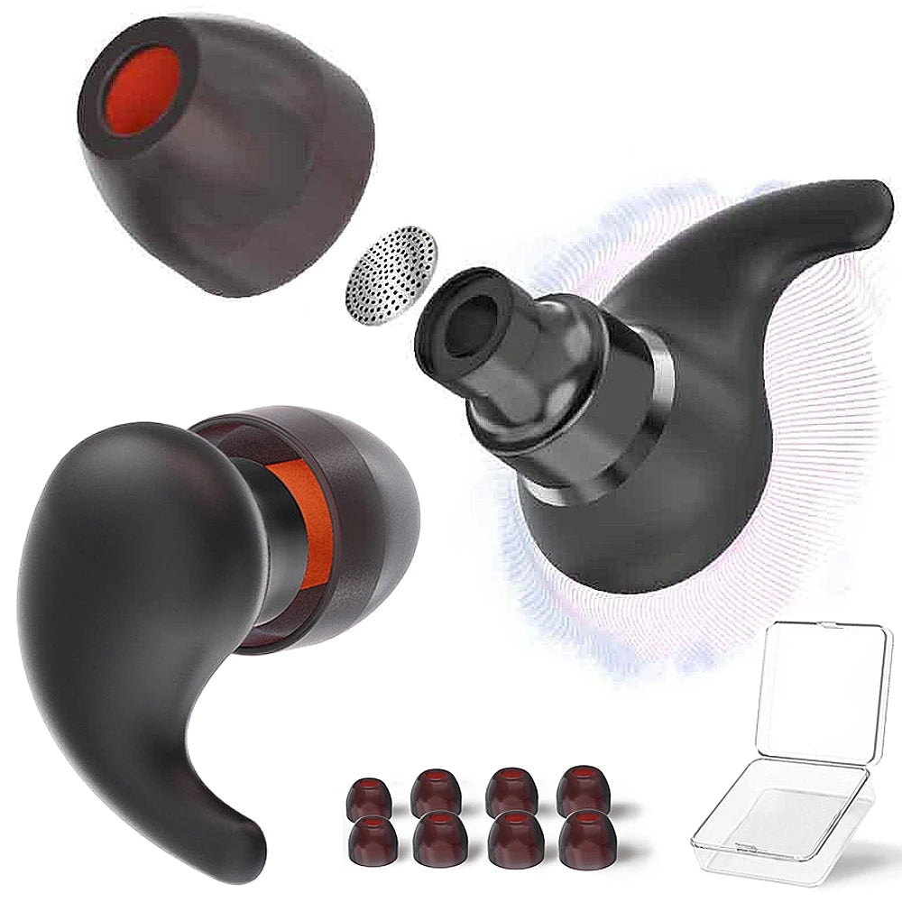 Reusable Silicone Noise Cancelling Earplugs, Filter Mesh Sleep and Waterproof Ear Protectors