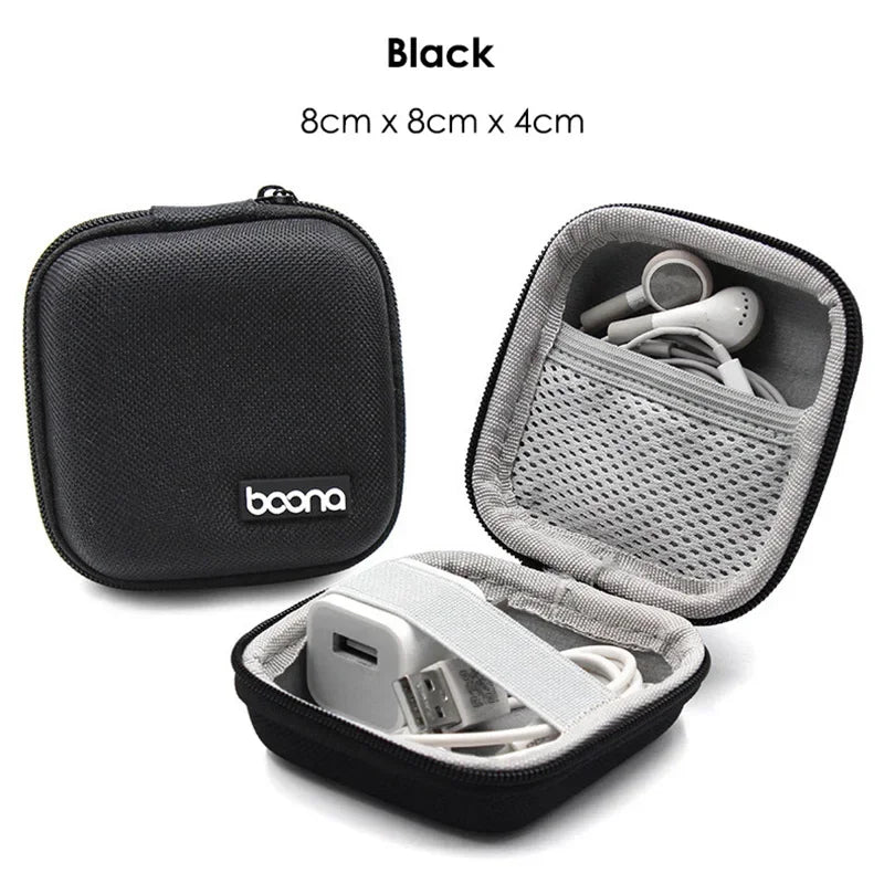 Small Hard Shell Earphone Storage Case for Cables Chargers and Mini Tech Accessories Travel Pouch