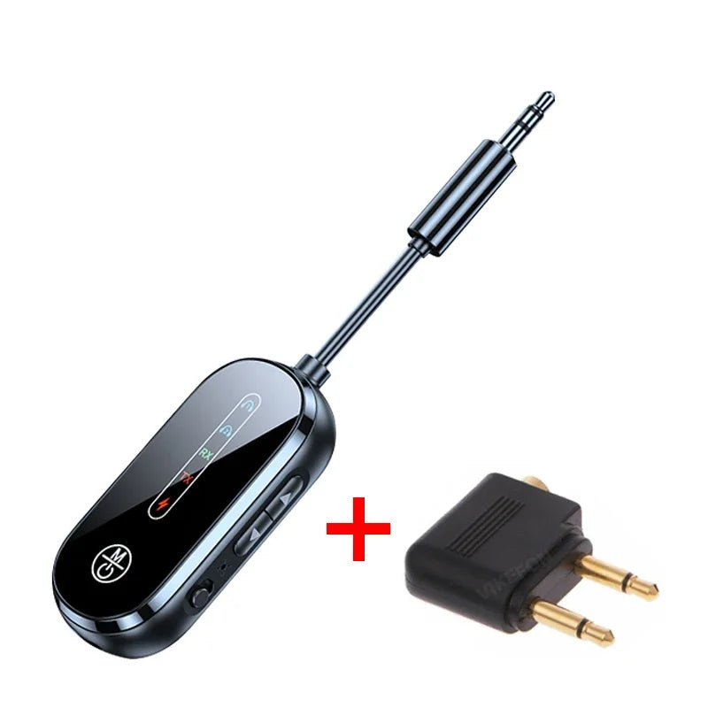 Bluetooth 5.4 Transmitter Receiver with 3.5mm AUX Wireless Audio Adapter for TV Car and Aeroplane