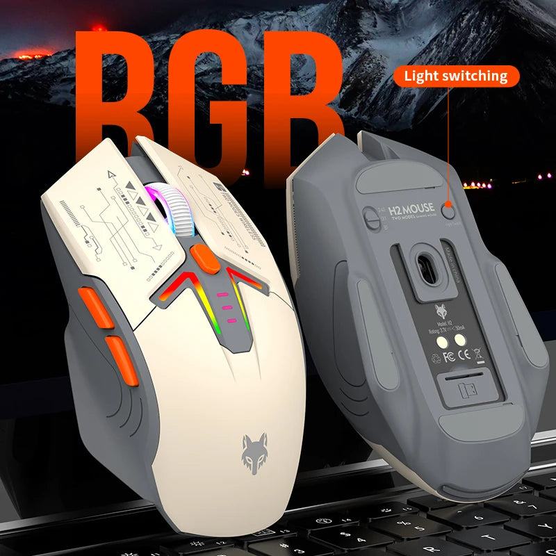 Wireless Bluetooth RGB Mouse with Magnetic Charging and Dual Mode for Gaming and Work