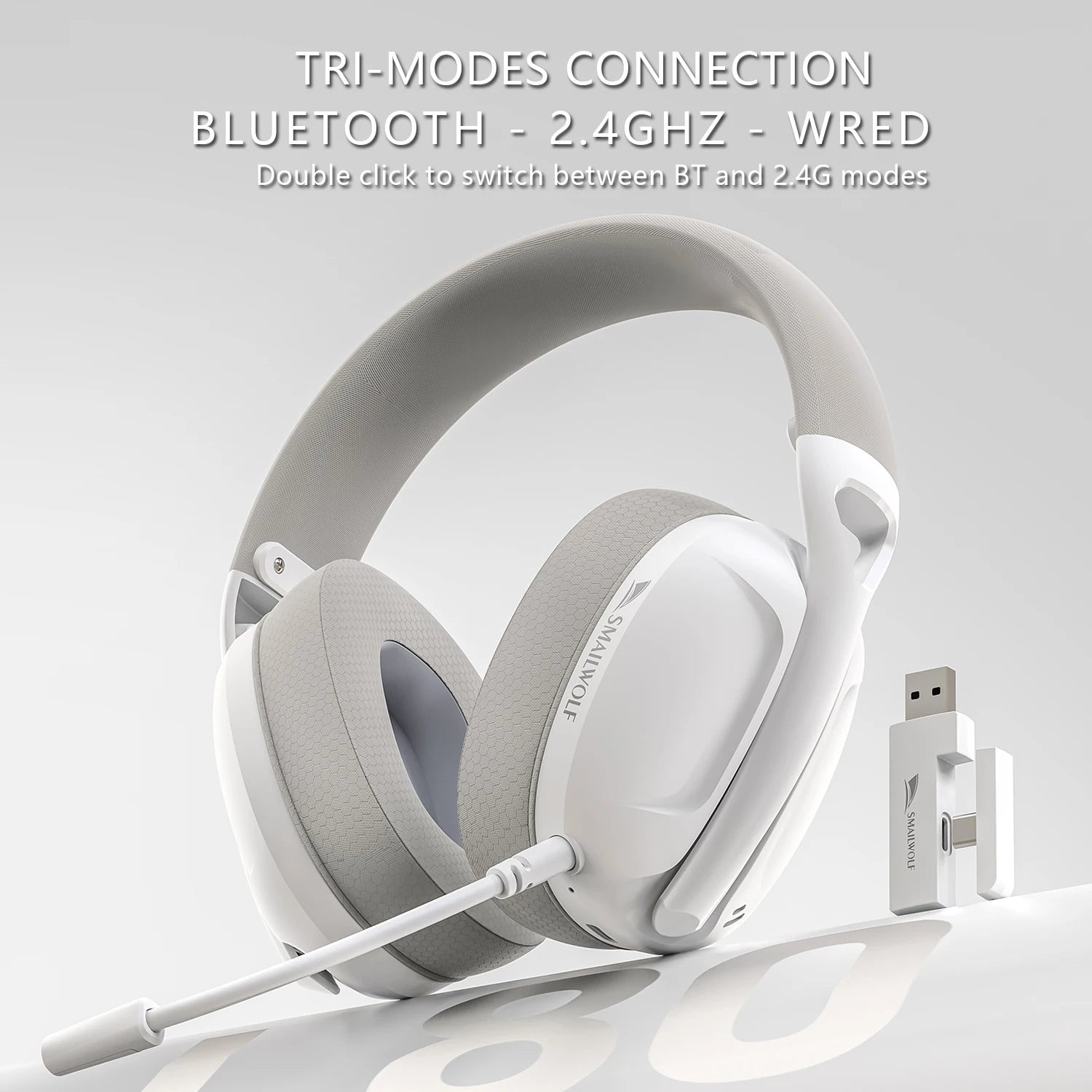 Wireless Bluetooth Three Mode Gaming Headset with Microphone and Lightweight Design