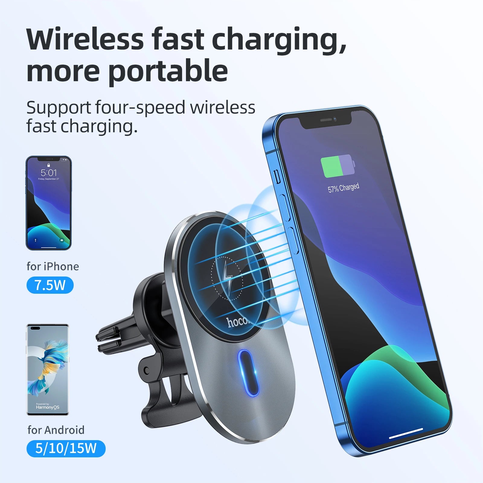 Magnetic Wireless Fast Charging Car Phone Holder 15W Auto Air Outlet Mount for iPhone Navigation