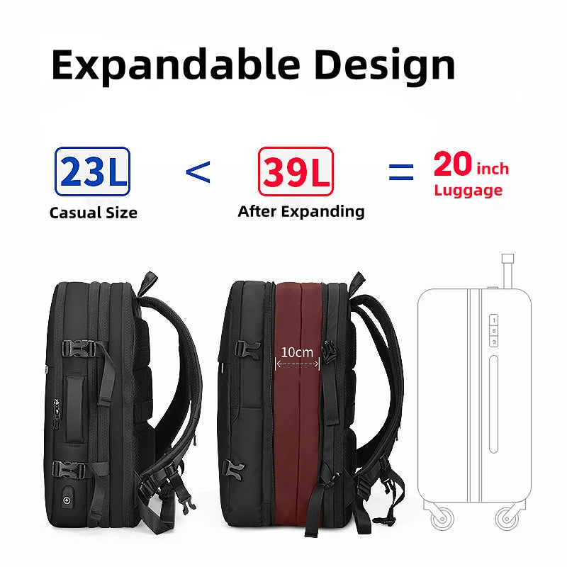 Large Capacity 17 Inch Laptop Backpack USB Charging Business Anti-Theft Multi-Compartment Bag