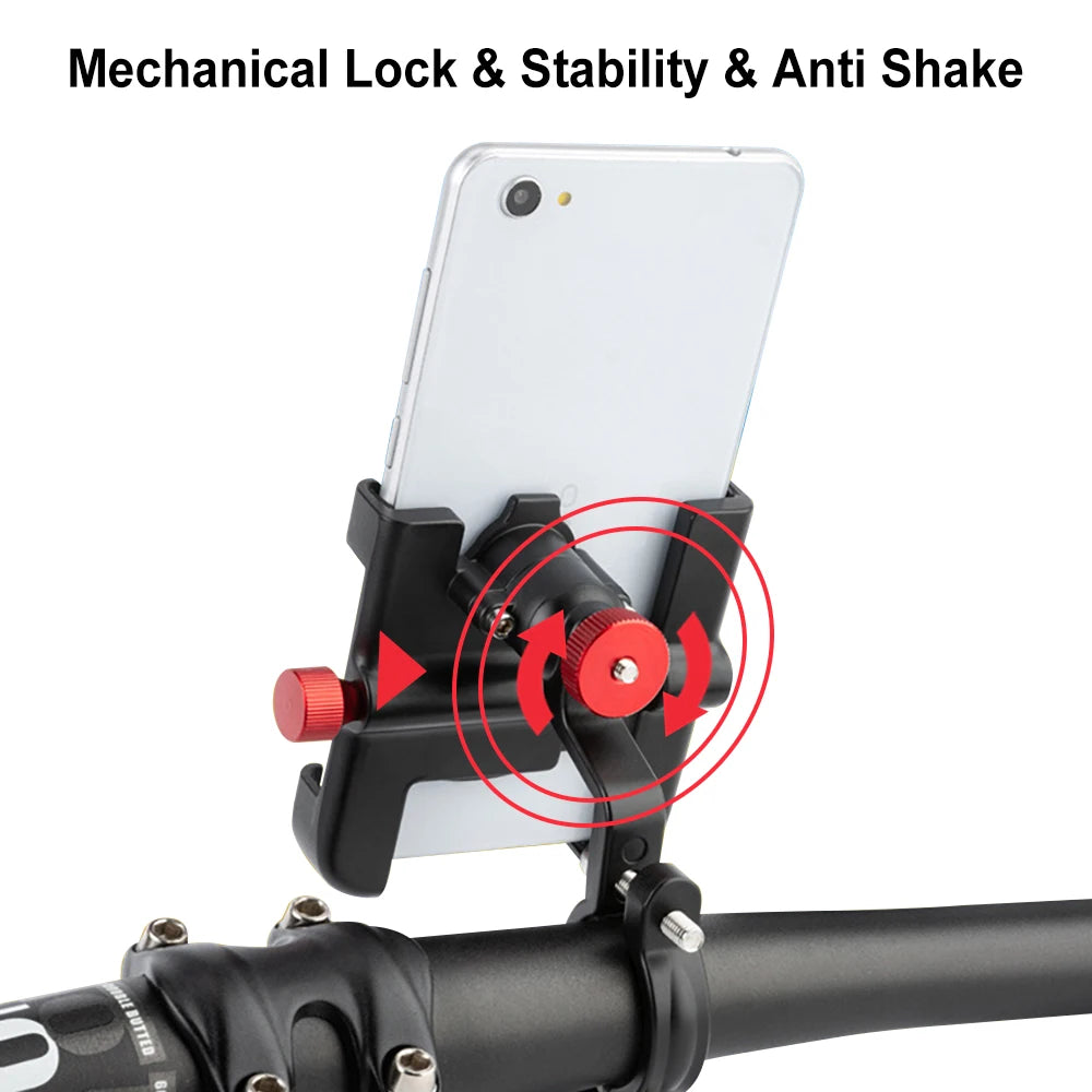 Adjustable Aluminium Bike and Motorcycle Phone Mount Non-Slip Holder for iPhone and Samsung Devices