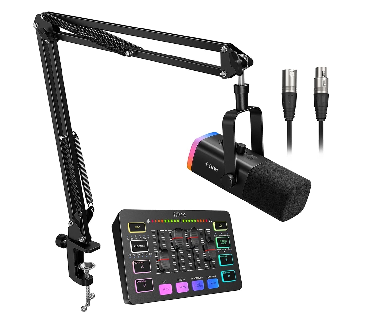 Complete Streaming Audio Kit with XLR Microphone Mixer & 7.1 Headset for Gaming Podcasting Broadcast